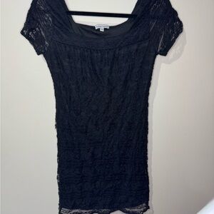 Black Lace Short Sleeve Dress